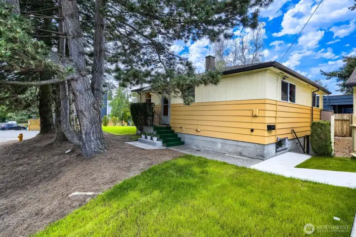Rear of Home showing exterior access to lower floor.