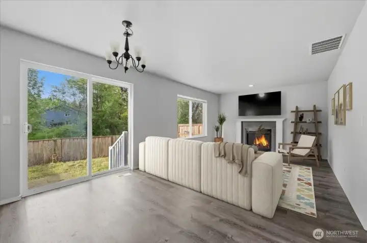 Nook eating area & Family Room - Virtually Staged.