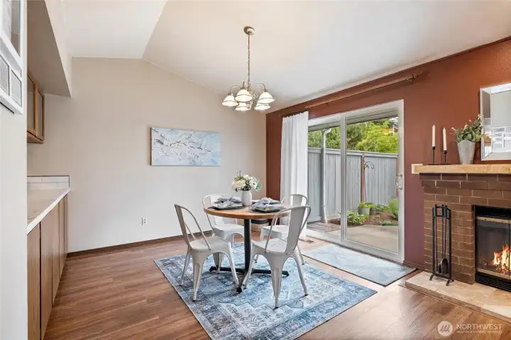 Dining room offers access to patio via a slider