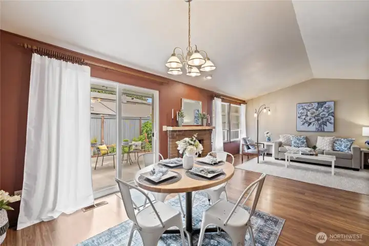 Dining and living room receive morning sun
