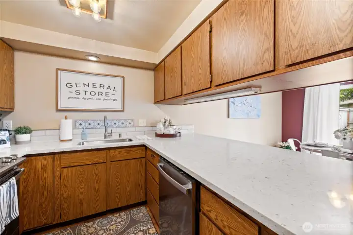 New, extra wide Quartz kitchen counters
