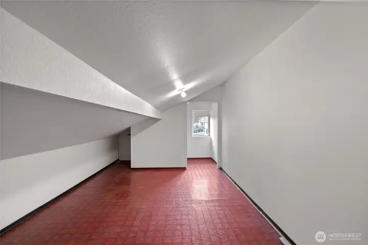 Finished over head garage storage space