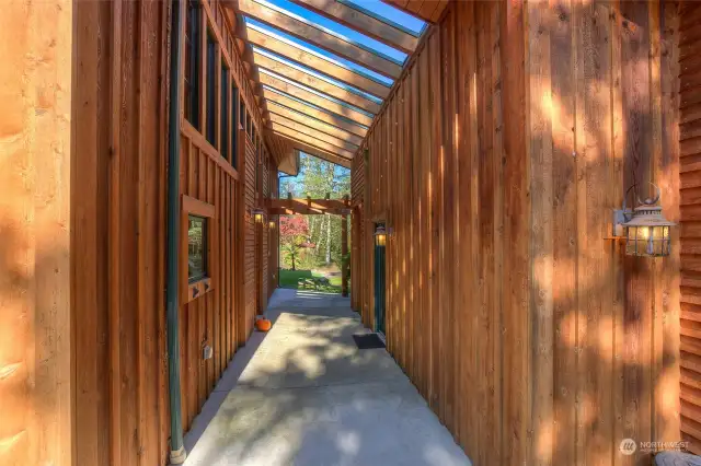 Breezeway facing north of the property with guest space to the right