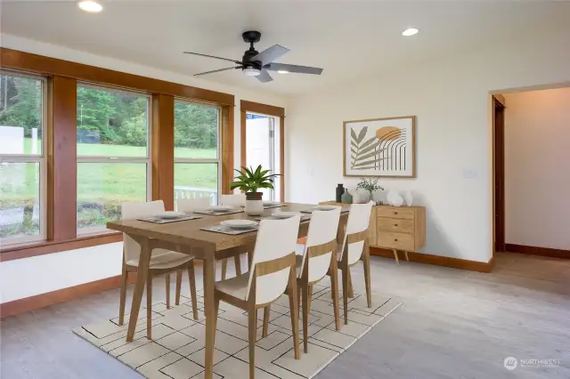 Dining room, virtually staged