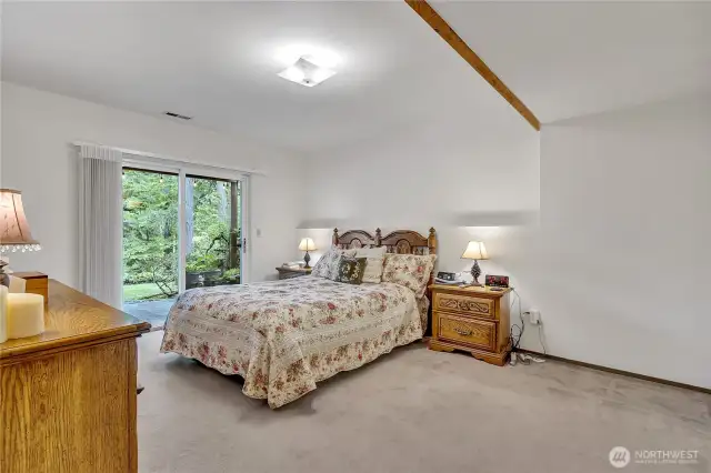 Oversized primary suite with direct access to the covered patio and swim spa.