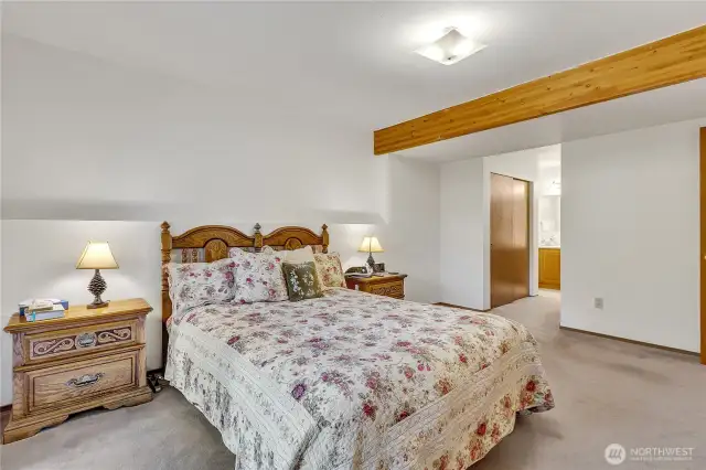 Off the primary bedroom is a private bath.