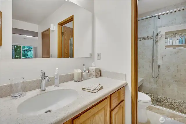 Primary bath with a large shower.