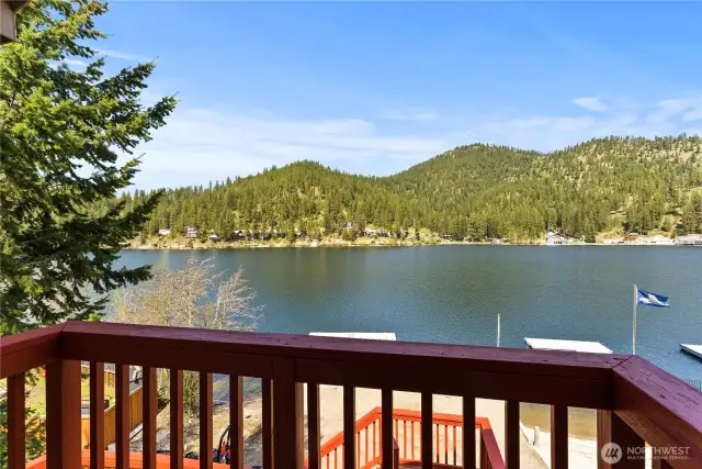 Facing NW looking at the lake and mountains!