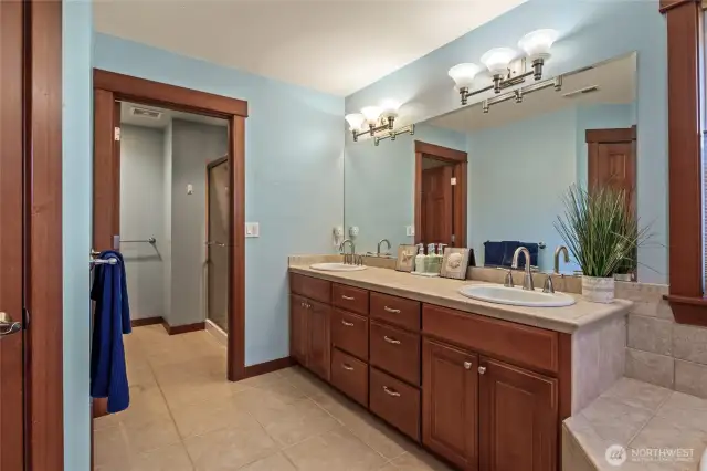 Separate shower and toilet area.
