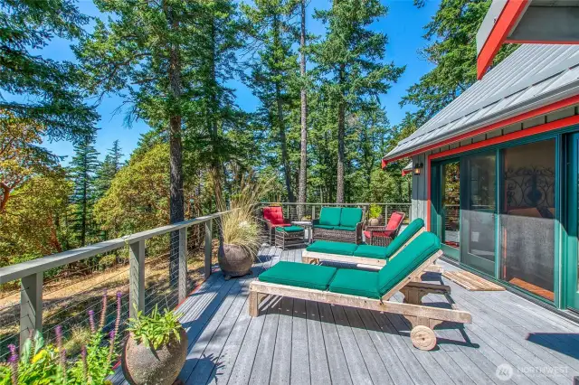 North side of the deck off the primary