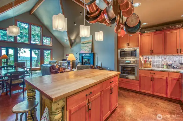Large island creates a wonderful space for informal meals or gatherings in the kitchen