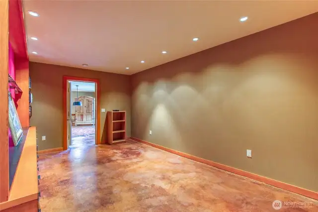 This room housed a collection in the past but could be converted to a different use - wall to the right is framed for west facing view windows