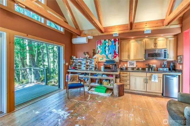 The living space / art studio of the guest building