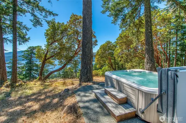 Relax in the hot tub off the lower floor of the home