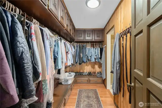 Built-in cabinetry in the walk-in closet