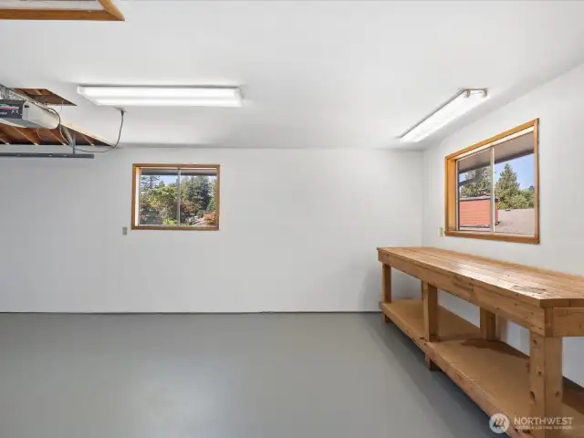 Newly painted garage including the floor.