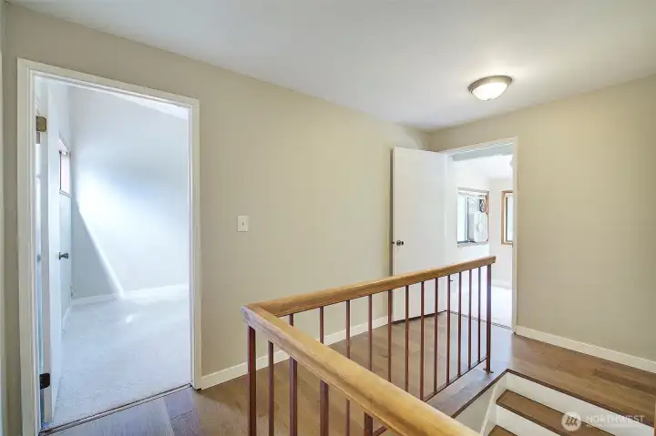 Upstairs features the same beautiful engineered hardwood as the main level.