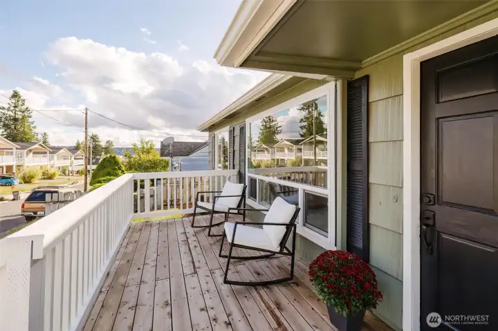 Enjoy morning coffee on the front porch