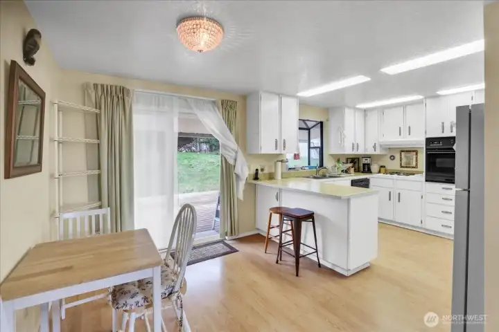 Kitchen and dining room.