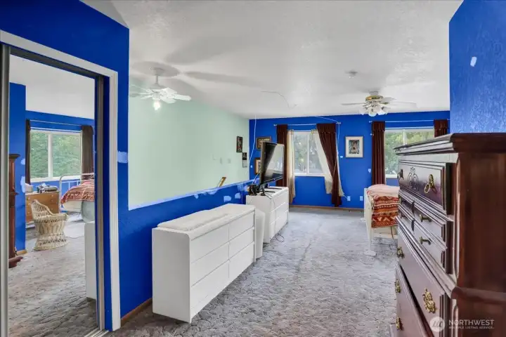 Primary bedroom on the upper level.