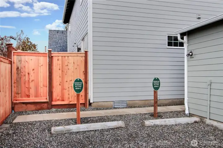 Dedicated parking space.