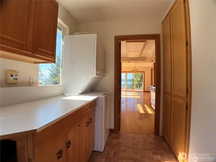 A wonderful laundry/utility room with lots of storage.