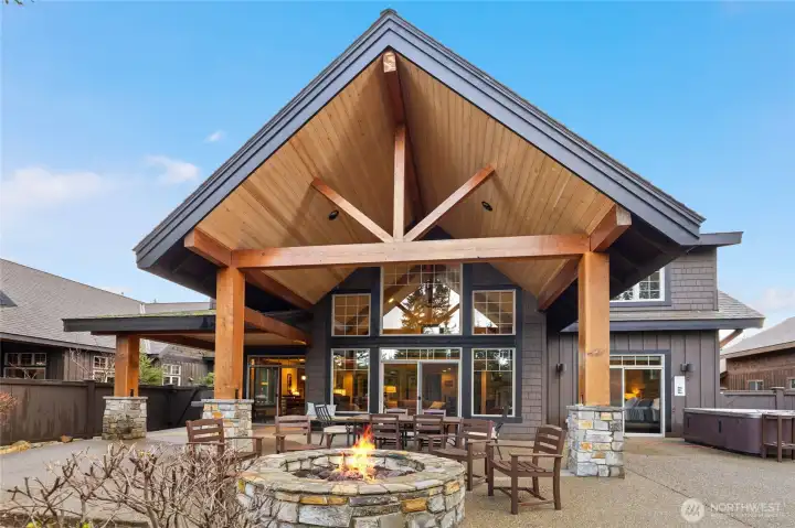 Roaring firepit and Hot Tub
