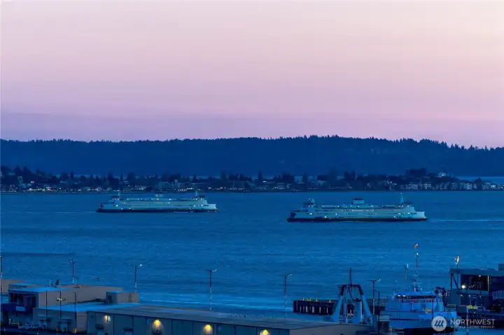 Evening light softens across the Sound, marking a calm transition at the end of the day