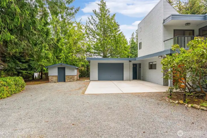 Attached Garage and Garden Shed