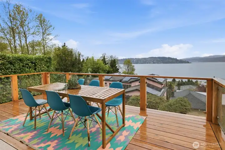 Spacious deck off living room and dining room.