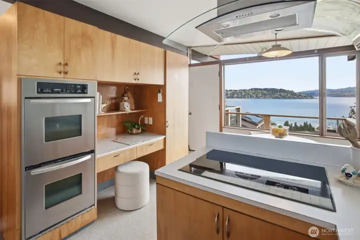 Cooking is more pleasant while looking out at the lake.