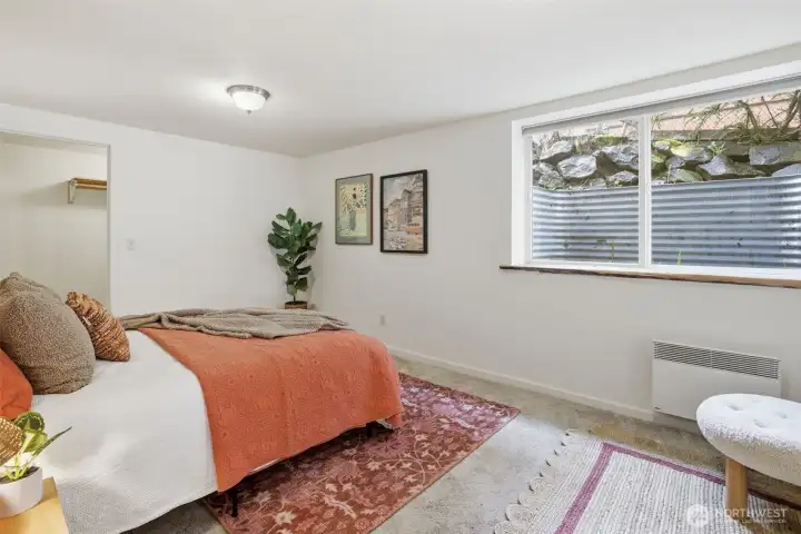 This bedroom is very large and it's easy to have a king sized bed.