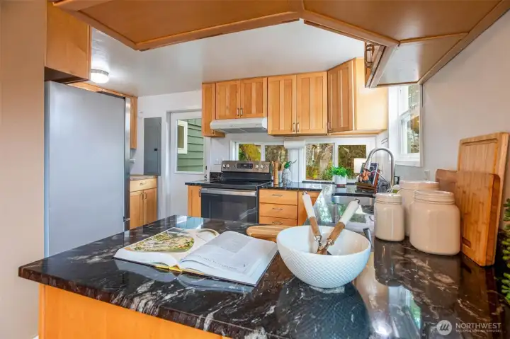 Cook away in the newer kitchen