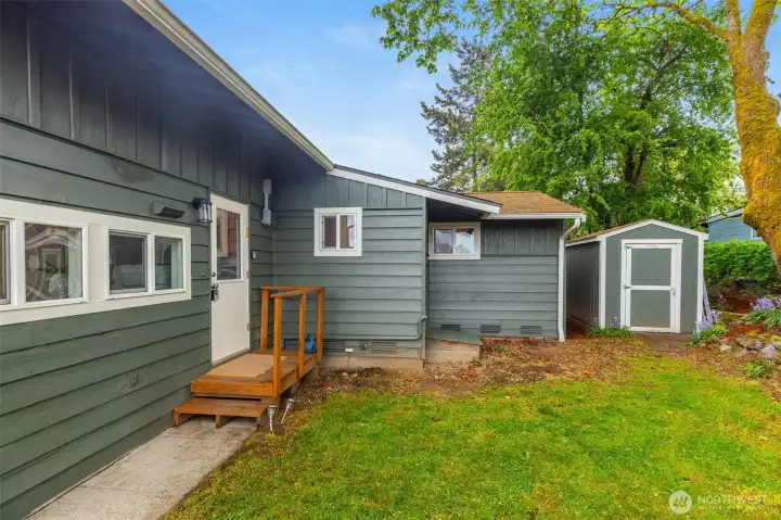 space to garden and a shed to store all those gardening tools