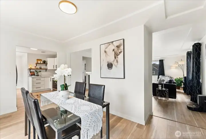 The dining room is perfect for formal dining.