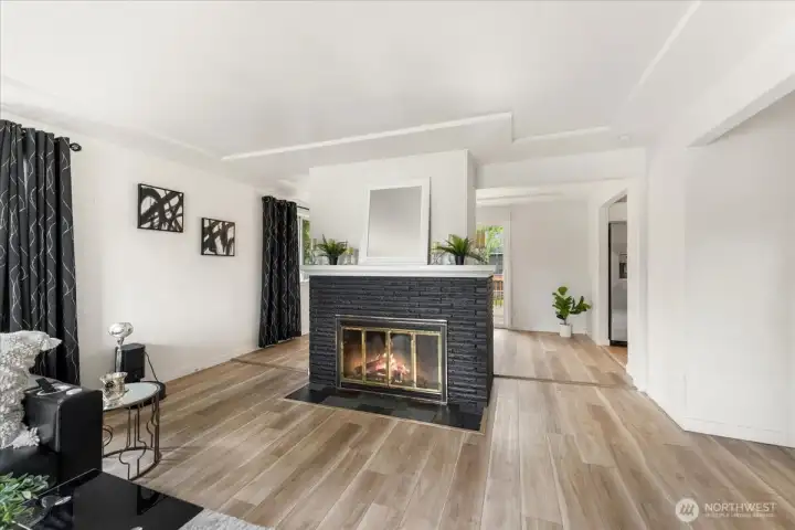 Cozy up to the wood burning fireplace on those cold winter nights