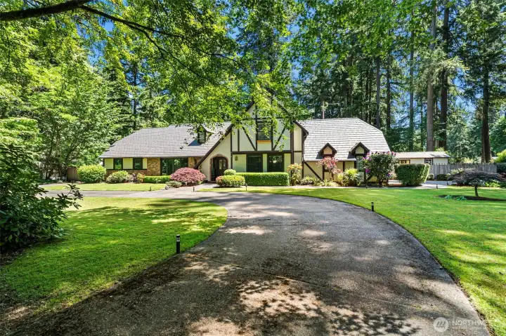 Gracious circular front driveway
