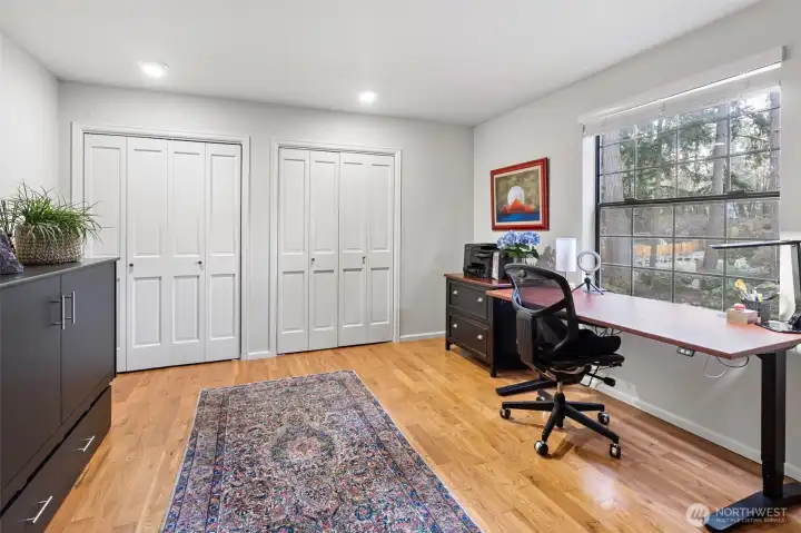 One of three upstairs bedrooms, currently used as an office