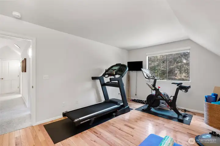Second upstairs bedroom is currently used as a fitness room
