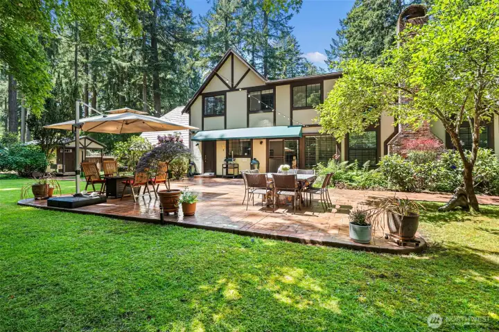 New stamped concrete patio is ideal for entertaining