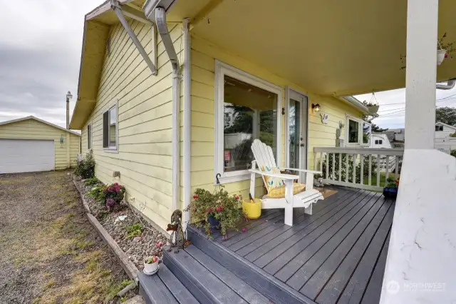 Front covered porch and entry, low maintenance cement board siding, detached garage and plenty of parking.