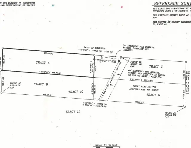 Plat map that shows the 30' easement off of Trydeau Mountain road that will need to be made to have access to 400 Trudeau Mountain.