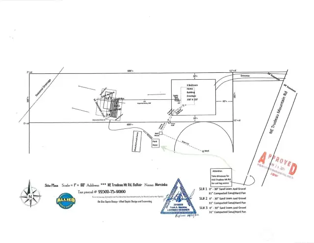 Aprroved four bedroom Septic design .   Shared well agreement with neighboring house.   Power vault near by.