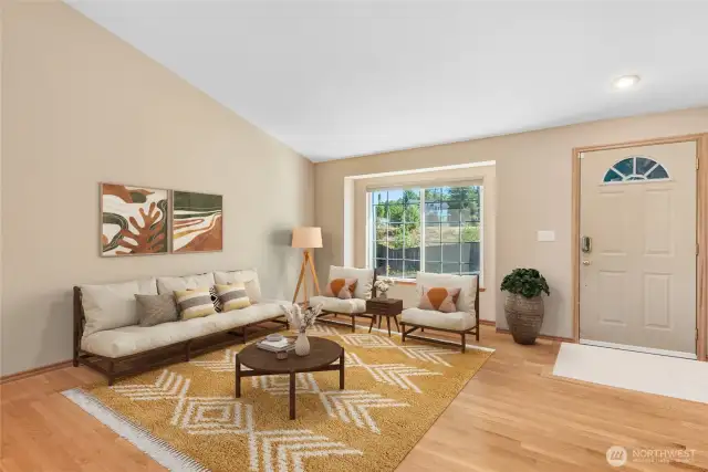 Vaulted ceilings in the living room and dining room!
