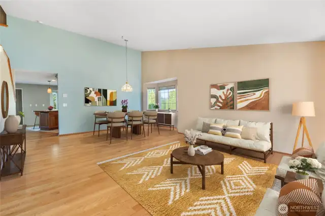 Another view of the gorgeous living and dining room.