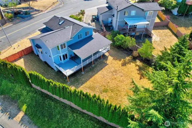 Drone shot shows just how massive the yard is.
