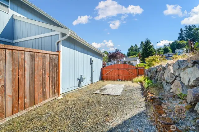 Side yard with gate.