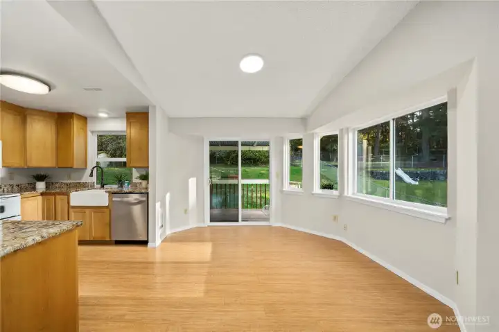 upstairs kitchen, dining & living room