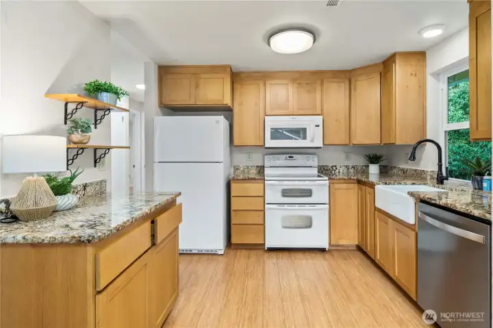 upstairs kitchen, dining & living room