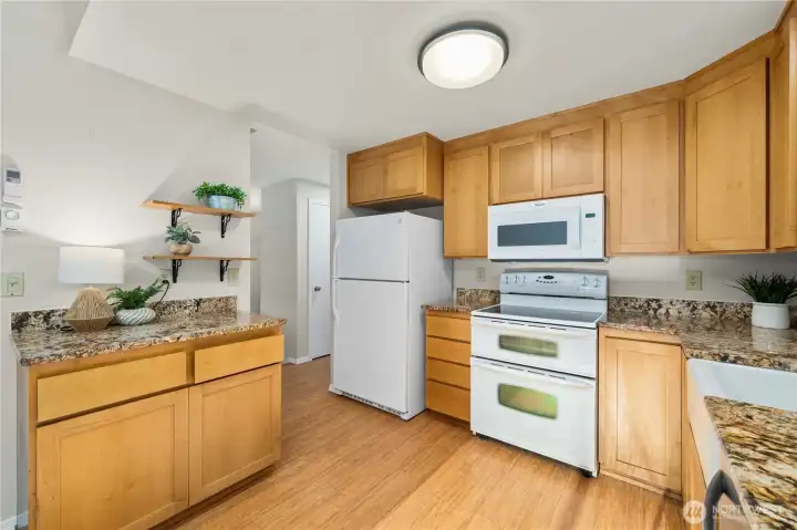 upstairs kitchen, dining & living room